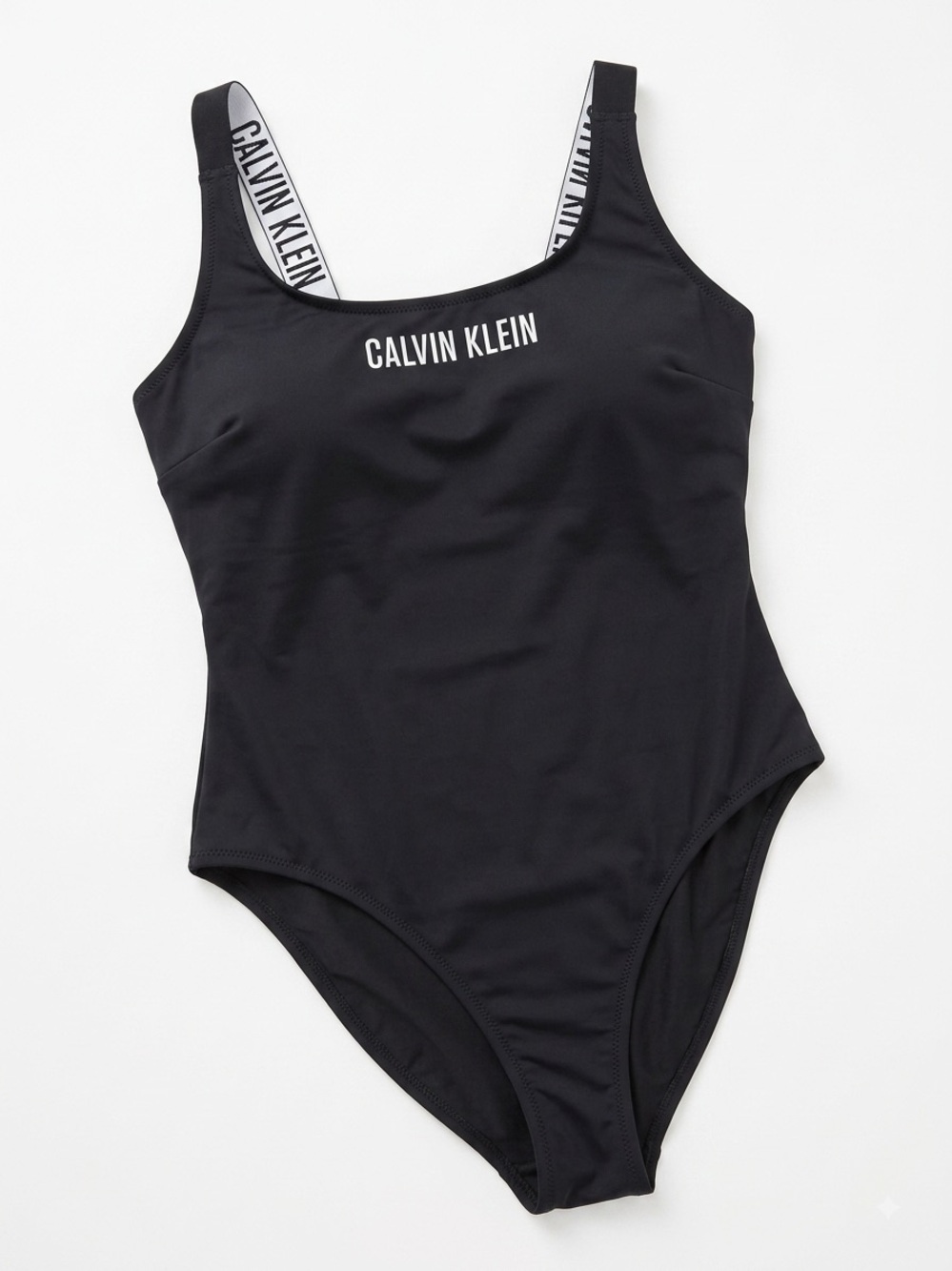 Calvin Klein Intense Power One Piece Swimsuit Black Logo Straps Plus Size 2XL